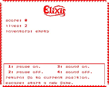 Elixir (198x)(Superior Software) screen shot title
